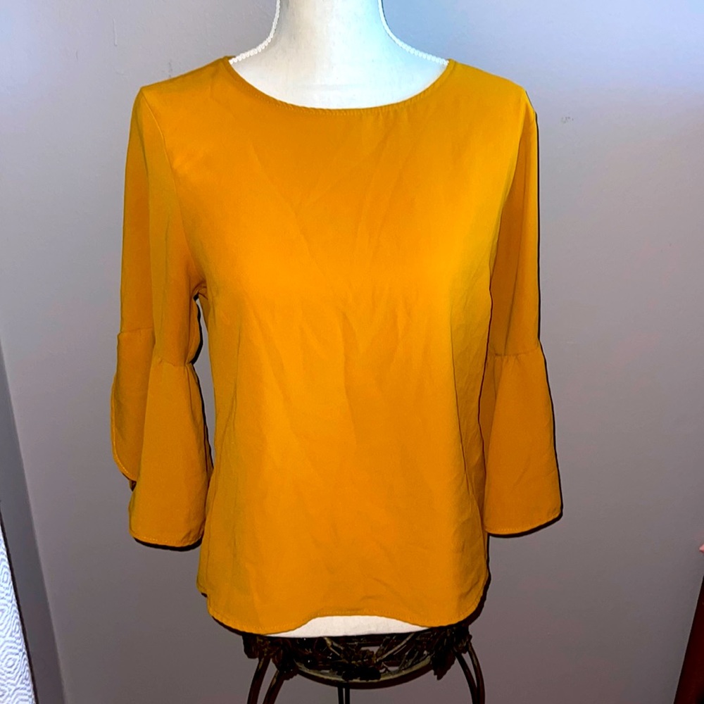 Gold Blouse with Long Sleeves